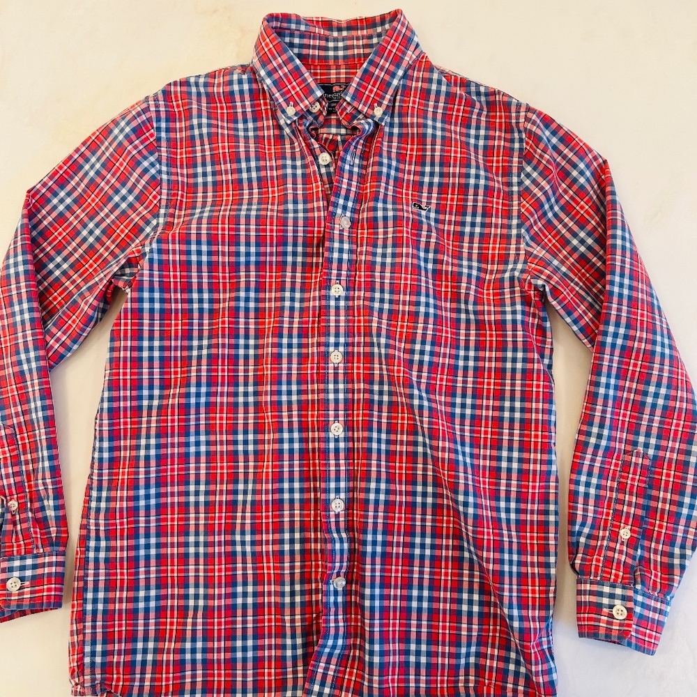 Vineyard Vines Boys Plaid Button Down Shirt L 16